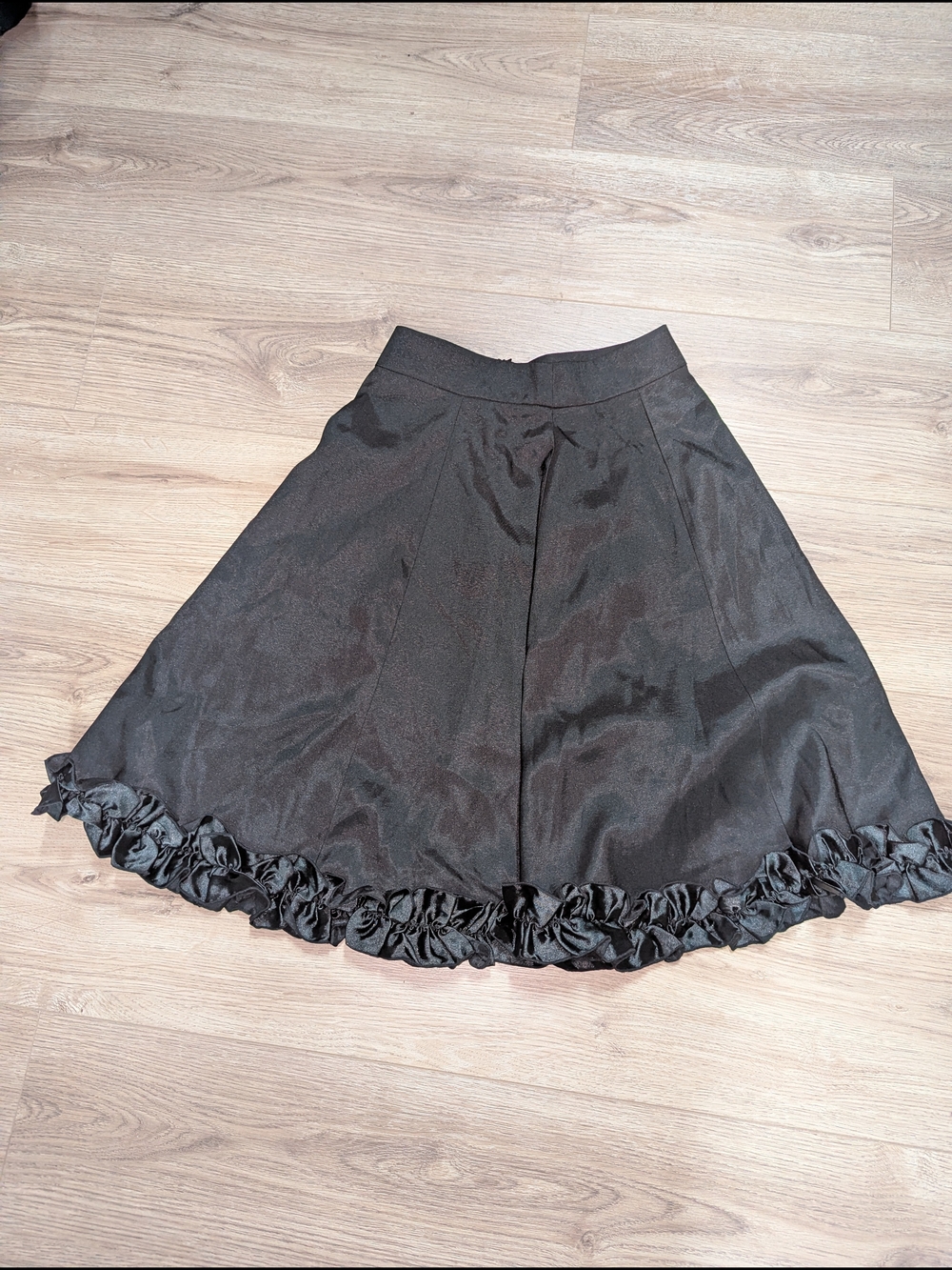 Black Ruffle-Hem A-Line Skirt